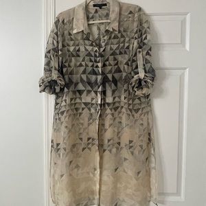 BCBG MAX AZRIA Long Line Sheer Shirt - L
